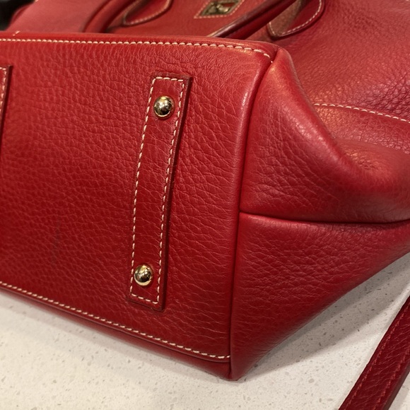 Dooney & Bourke Red Dillen Pebbled Leather double pocket satchel - Picture 11 of 15